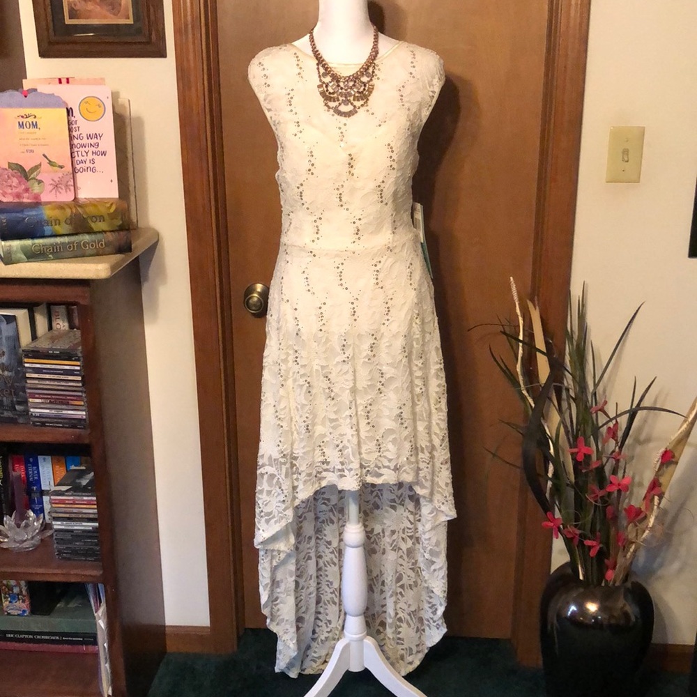 B. Smart Ivory Lace High Low Dress